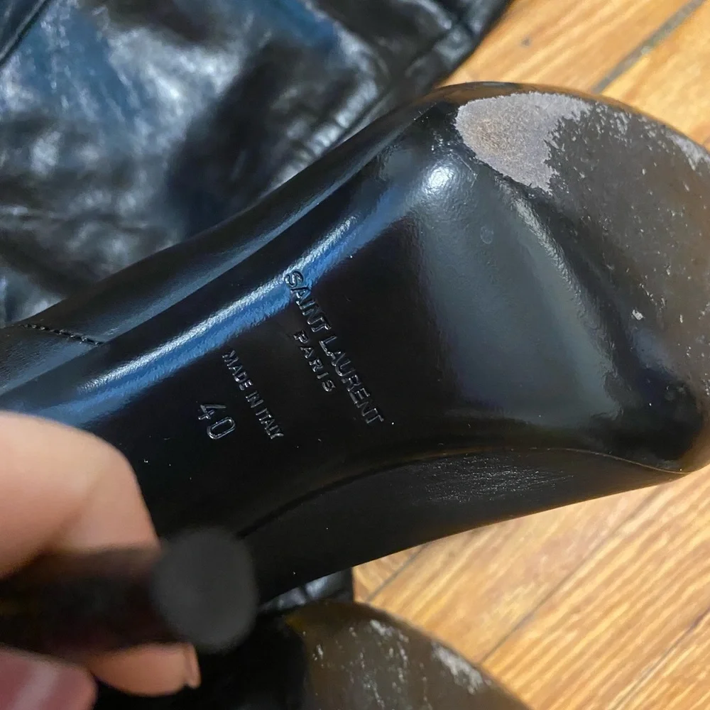 Saint Laurent leather over the knee boots! Sz 40 - Picture 8 of 11